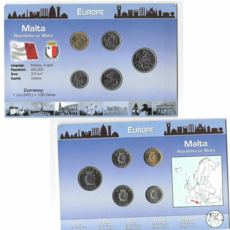 Read more about the article MALTA COIN SET 1 CENT – 25 CENTS 1995-2005 5 UNC Coins. B18