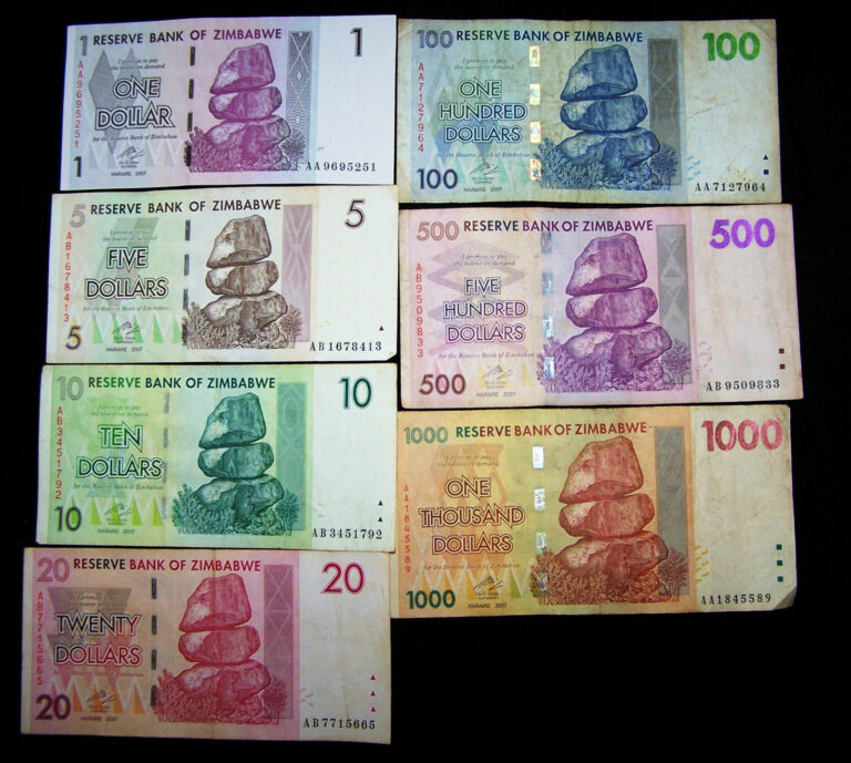 Read more about the article 7 Zimbabwe Banknotes-Pre Trillion currency-1 to 1000 dollars