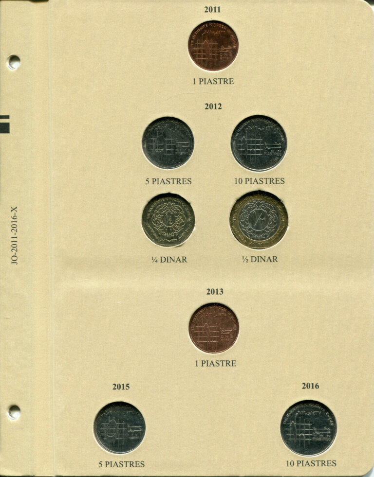 Read more about the article Jordan Album Update Page: 1-5-10 Piastres 1/4+1/2 Dinar 2011 2012 2013 2015 2016
