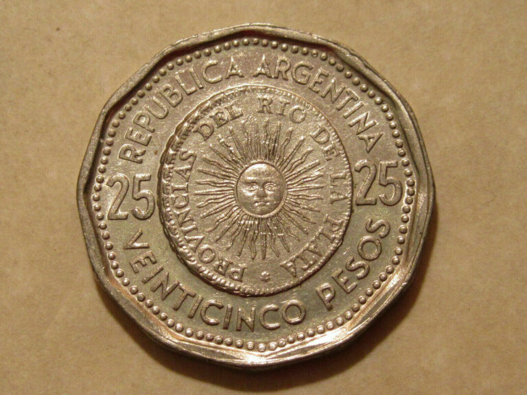 Read more about the article 196x  Argentina 25 Peso coin  BLAZING SUNFACE   AU/UNC  sweet coins