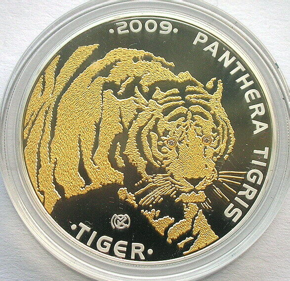 Read more about the article Kazakhstan 2009 Tiger 100 Tenge Gold Plated Silver Coin Proof