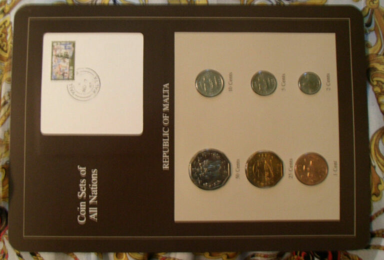 Read more about the article Coin Sets of All Nations Malta 6 coins 1972 – 1986 UNC 25 cents 1975 w/ card