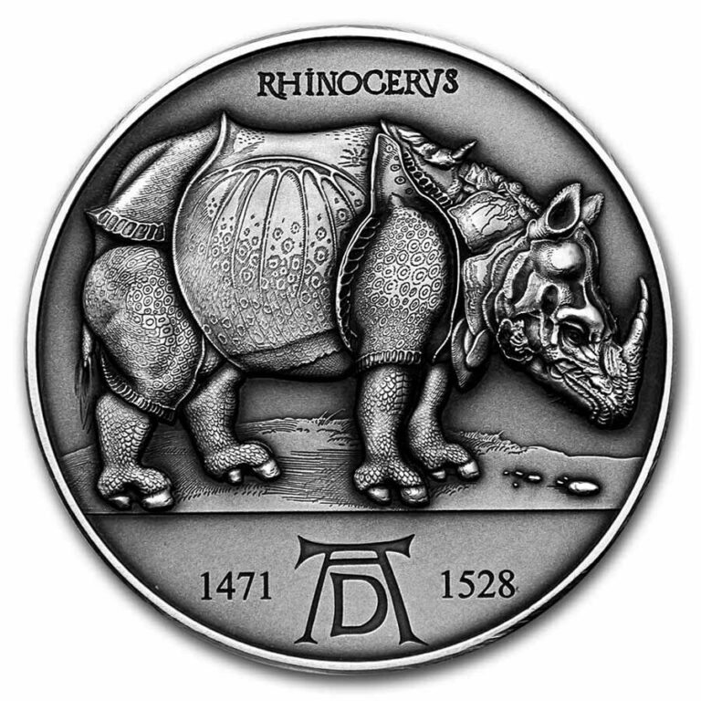 Read more about the article 2021 Cameroon 2 oz Silver Albrecht Dürer: Rhinoceros – SKU#244178