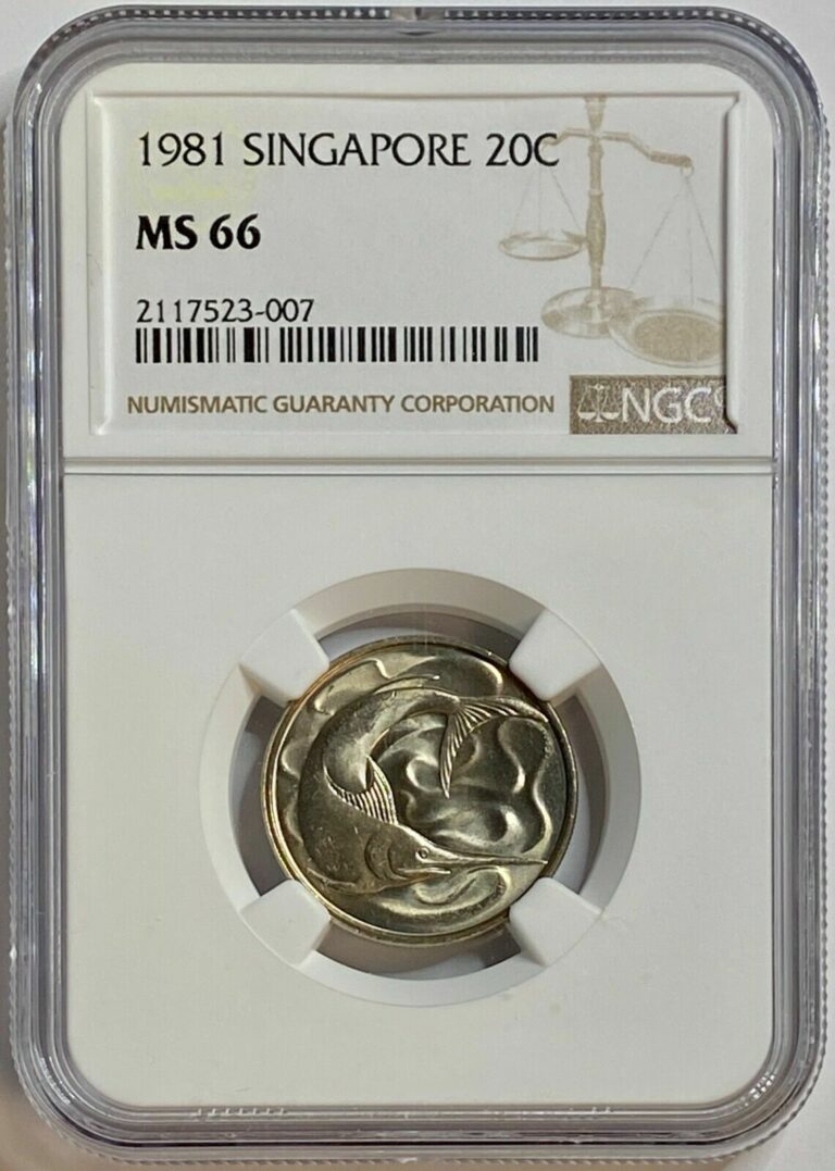 Read more about the article 1981 SINGAPORE 20 CENTS NGC MS 66 ONLY 6 GRADED HIGHER WORLDWIDE