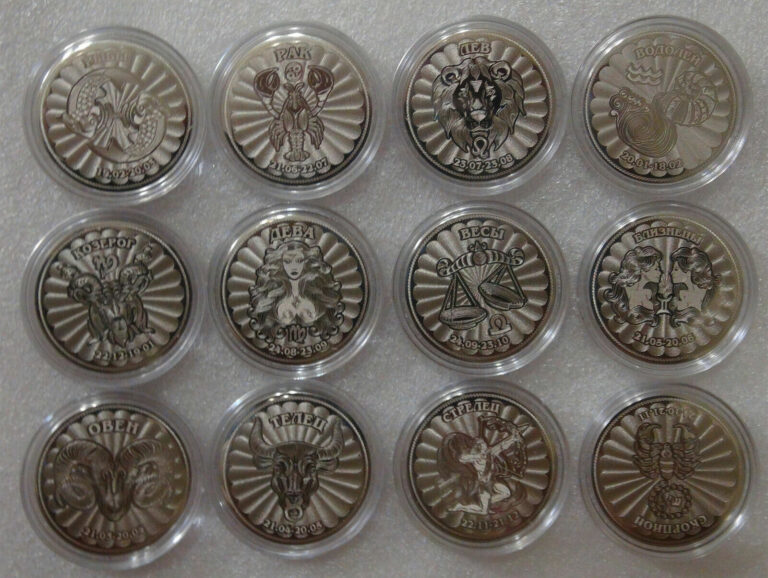 Read more about the article Set of 12 coins 25 rubles zodiac Signs. astrology. UNC