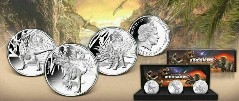 Read more about the article 2021 Solomon Islands Age of Dinosaurs 3 x 1oz .999 Silver Proof Coin Set