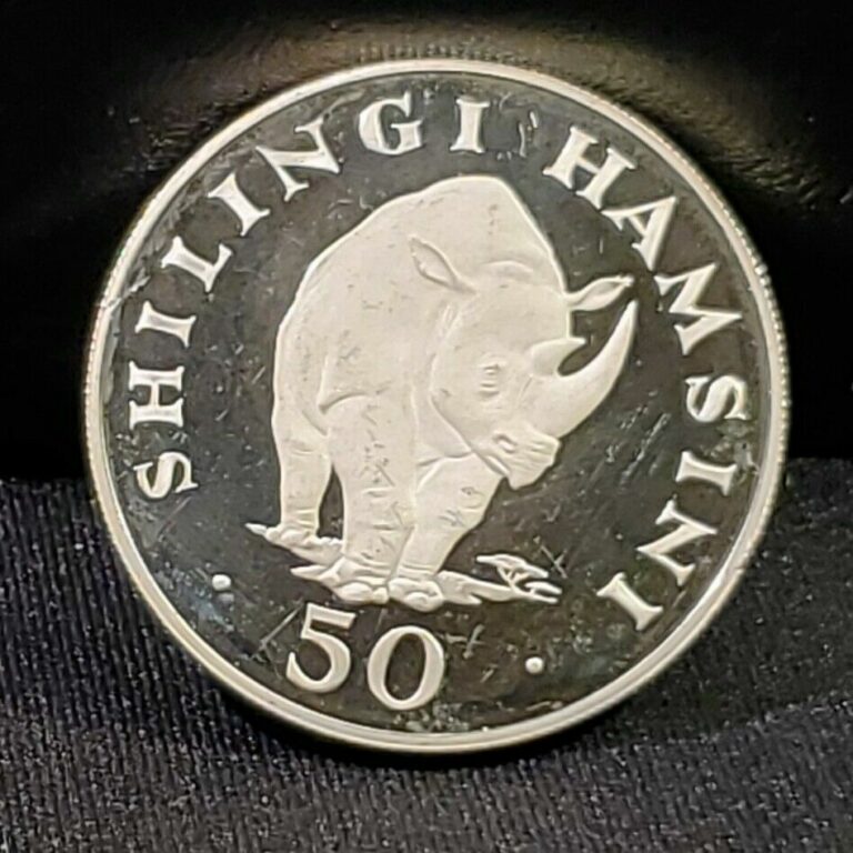 Read more about the article 1974 Tanzania 50 Shilingi Proof Silver Coin – Rhino