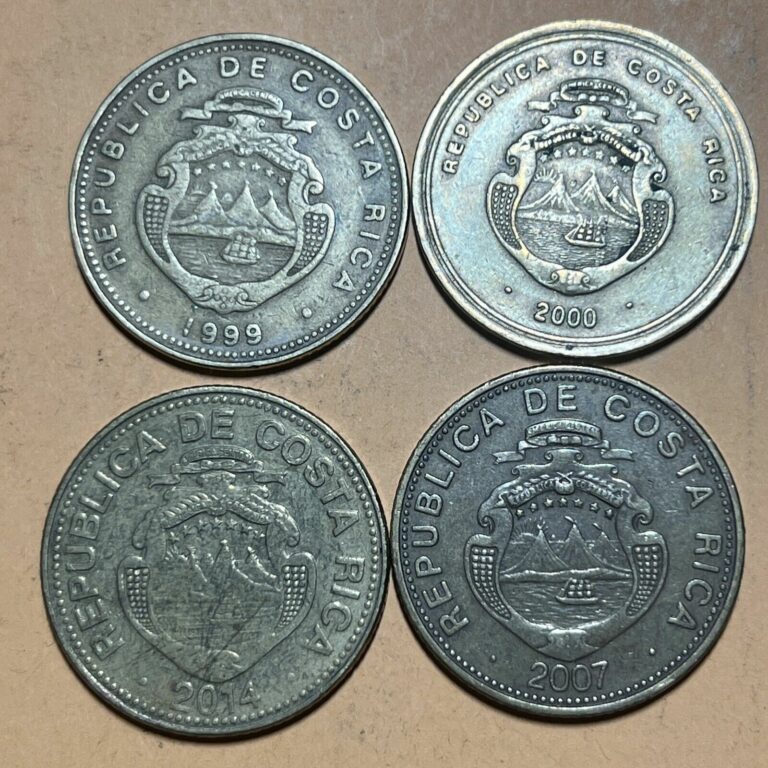 Read more about the article Costa Rica 100 Colons Current Circulated Coins – 4 Diff Dates