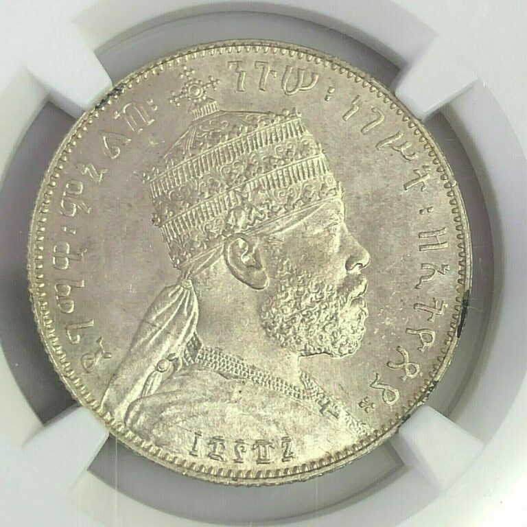 Read more about the article EE 1887 A  ETHIOPIA 1/2 BIRR   Menelik II  NGC MS-64