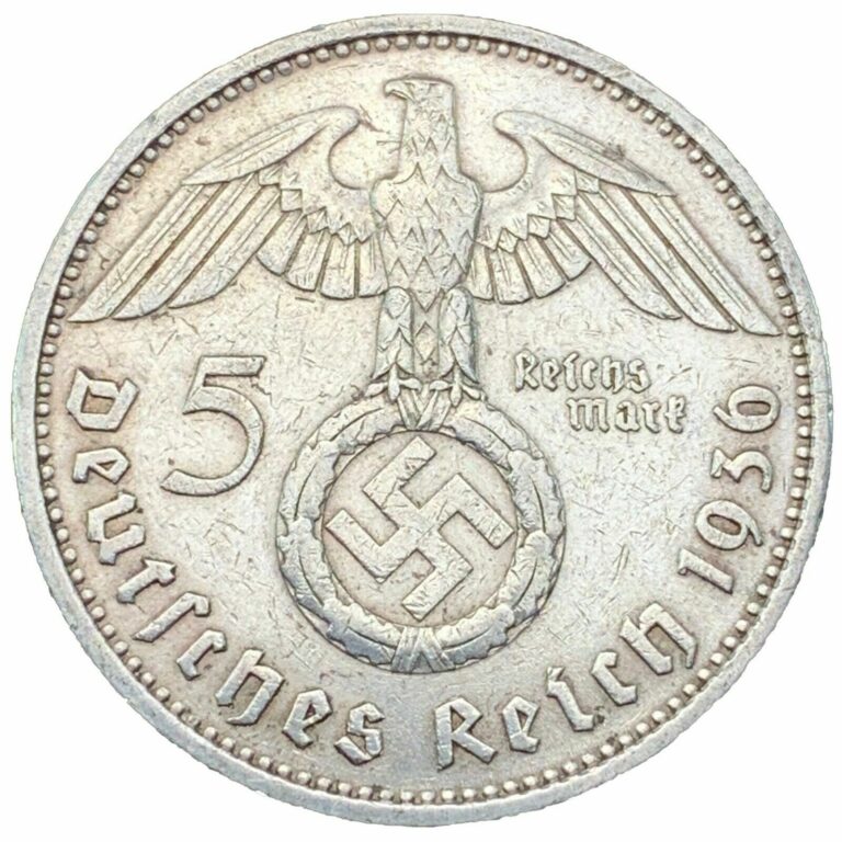 Read more about the article Rare Third Reich WW2 German 5 Reichsmark Hindenburg Silver Coin