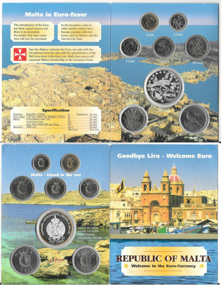 Read more about the article MALTA 8 COINS SET 1 CENT-500 LIRAS 1998-2003 Proof with Silver 500 Lire Rare B7