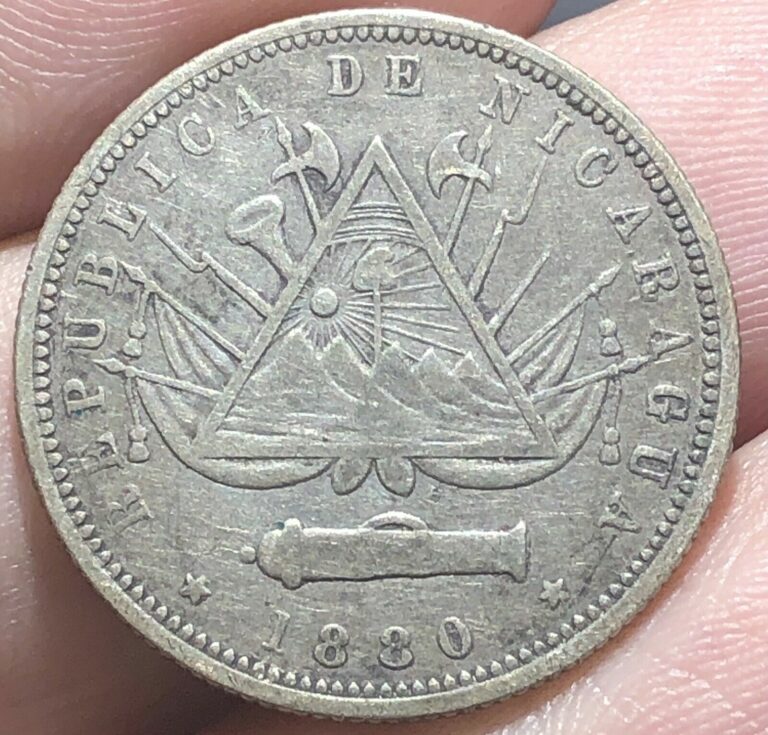 Read more about the article Nicaragua KM4. 20 Centavos 1880 Silver Nice Coin