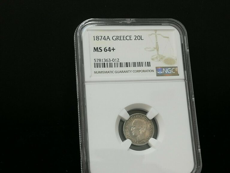 Read more about the article GREECE 20 LEPTA 1874 KING GEORGE NGC MS64+