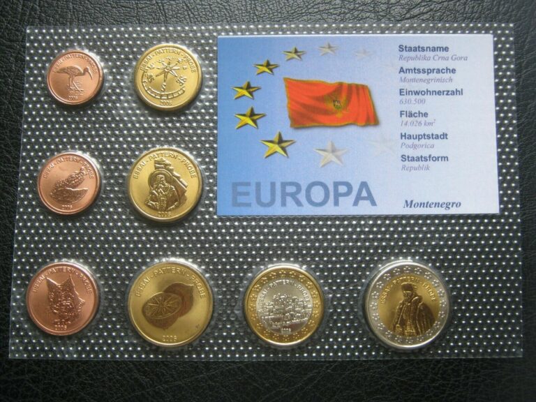 Read more about the article Montenegro 2006 1 Ceros – €2 Europ Pattern Trial Probe Essai Coin Set ~ Sealed