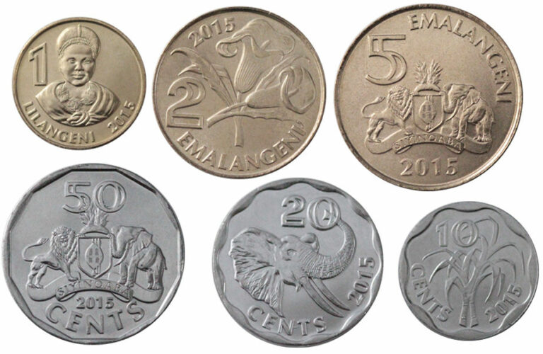Read more about the article SWAZILAND SET 6 COINS 10  20  50 CENTS + 1  2  5 EMALANGENI 2015 UNC