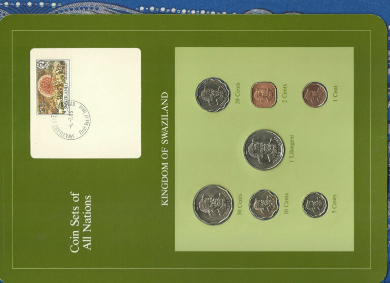 Read more about the article Coin Sets of All Nations Swaziland wcard 1975-1982 UNC 50 cents 1 Lilangeni 1981