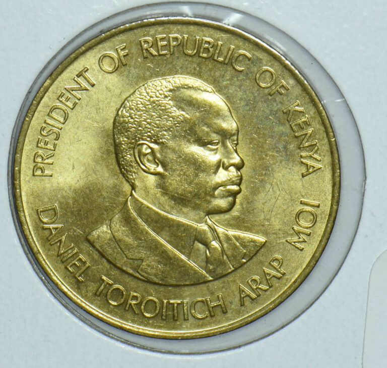 Read more about the article Kenya 1986 Daniel Toroitich Arap Moi 5 Cents Lions animal President Of Kenya 191
