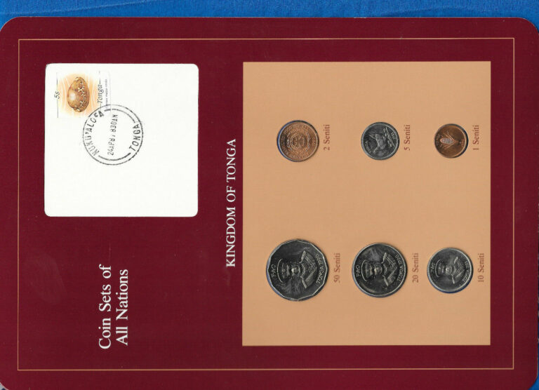 Read more about the article Coin Sets of All Nations Tonga W/card UNC 1 2 20 50 Seniti 1990 5 10 Senti 1981