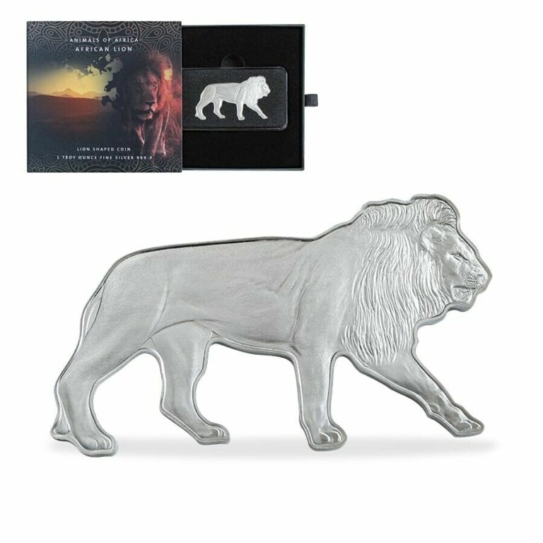 Read more about the article 2021 Solomon Islands 1 oz African Lion Shaped Silver Coin – Animals of Africa