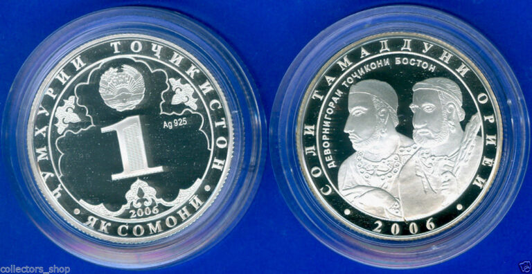 Read more about the article TAJIKISTAN: 2006 silver coin 1 Somoni  *Year of Aryan Civilization*FACES*PROOF