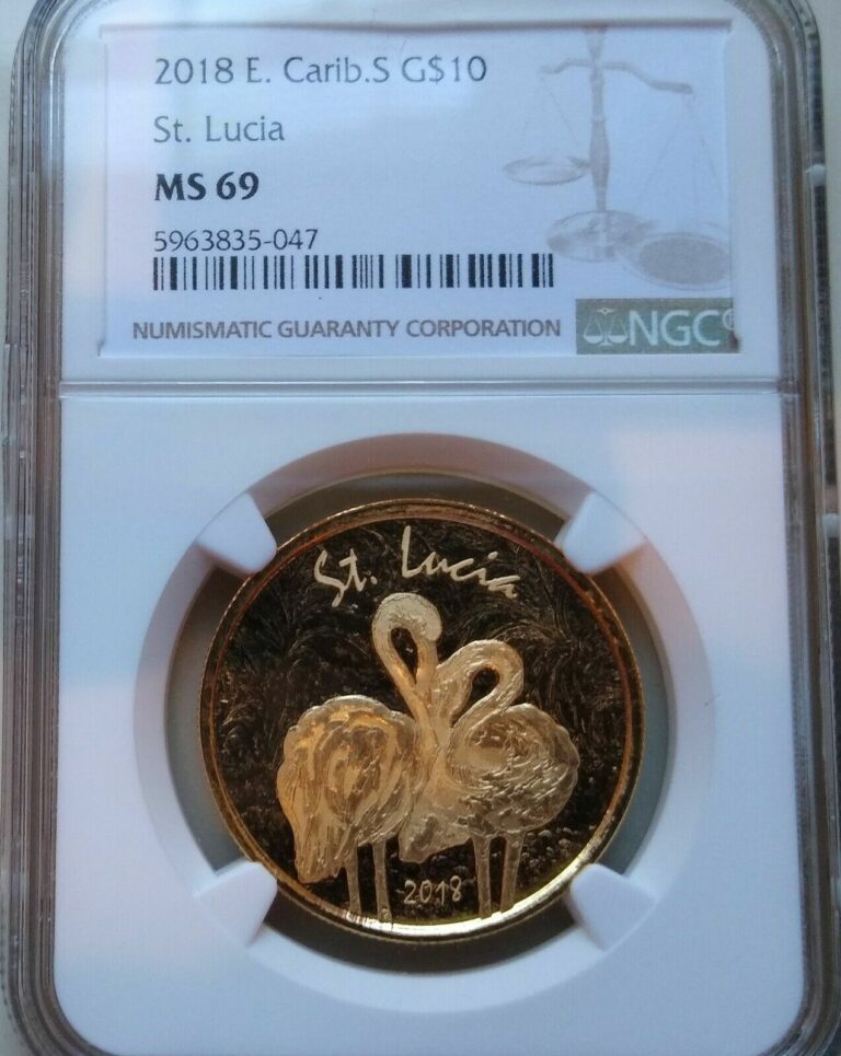 Read more about the article 2018 EC8 St. LUCIA GOLD 1 oz. FLAMINGO NGC MS69