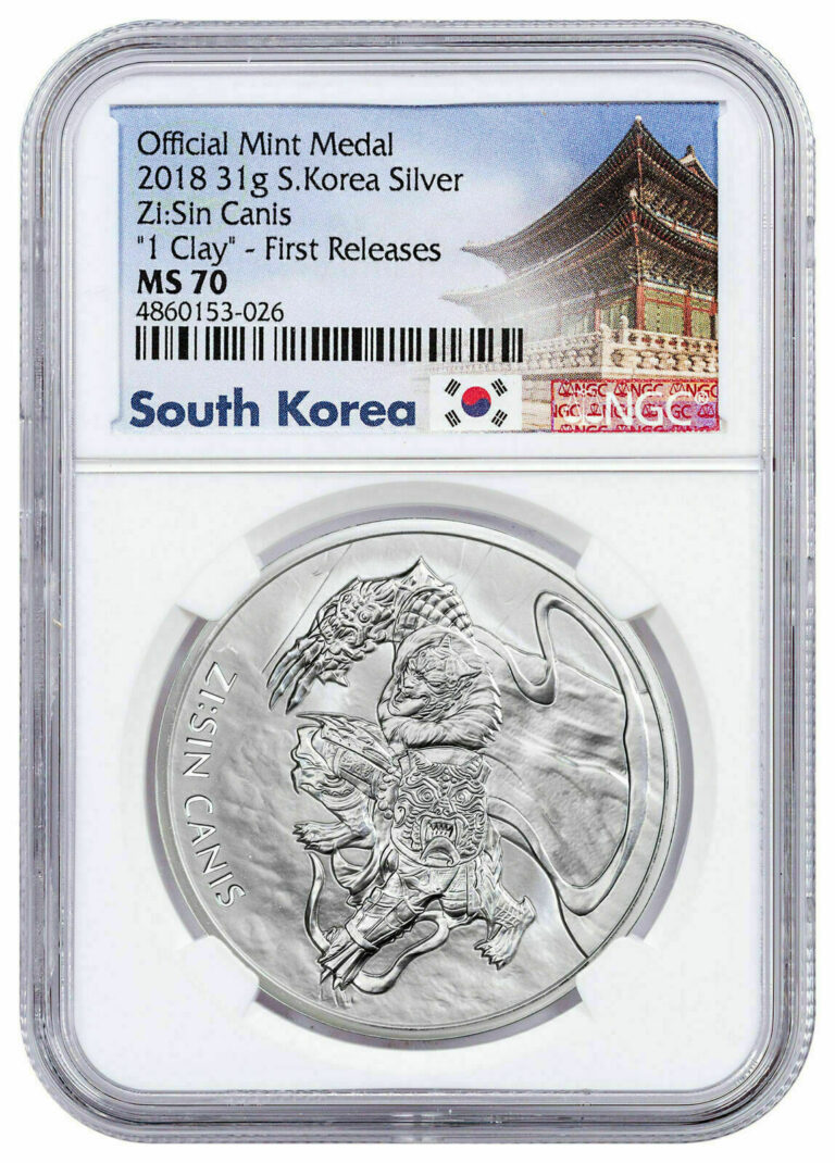 Read more about the article 2018 South Korea Silver Zi:Sin Canis Medal 1oz NGC MS70 FR