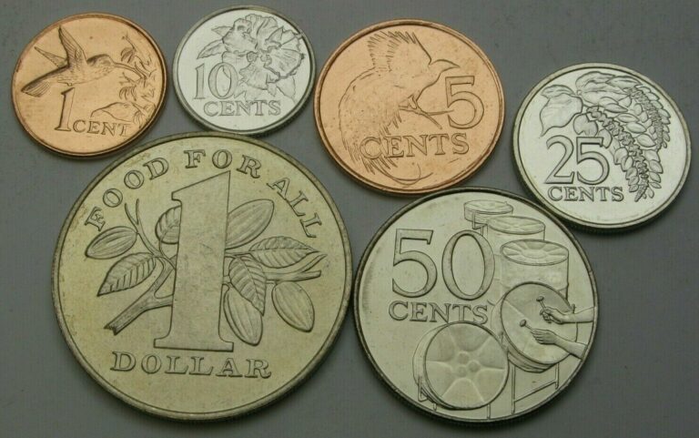 Read more about the article TRINIDAD and TOBAGO 1 Cent / 1 Dollar 1979/2010  – Lot of 6 Coins – UNC *