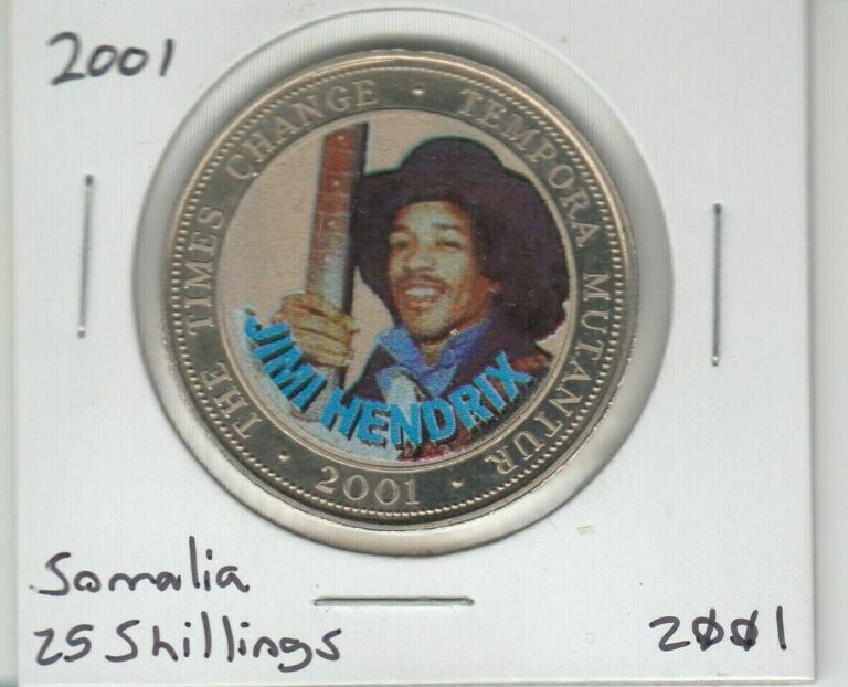 Read more about the article Rare Somalia – 2001 – 25 SHILLINGS – UNC –  multicolor JIMI HENDRIX