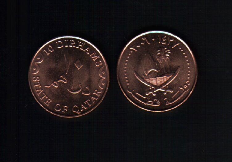 Read more about the article QATAR 5 or 10 DIRHAMS NEW AH-1427 2006 ARAB DHOW UNC ARABIC GULF CURRENCY 1 COIN