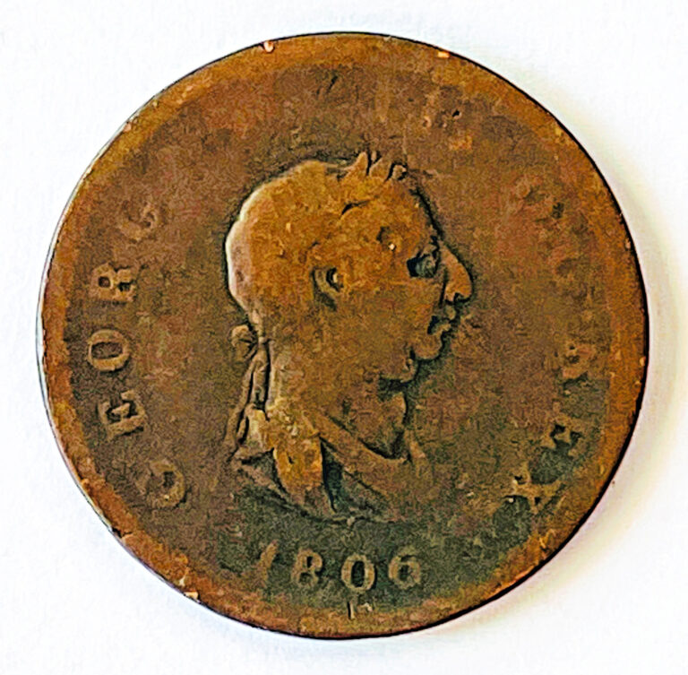 Read more about the article 1806 Copper COIN Great Britain 1/2 HALF PENNY George III KM#662 England EUROPE