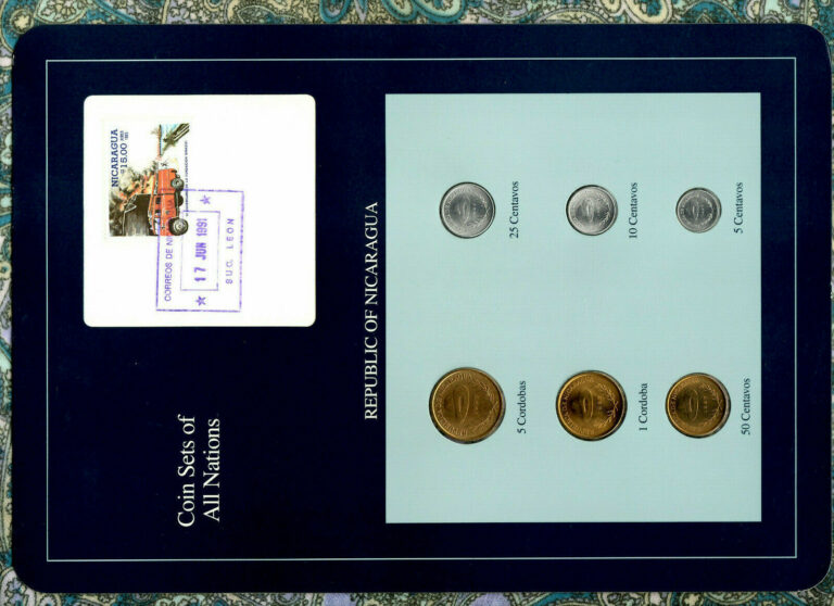 Read more about the article Coin Sets of All Nations Nicaragua UNC 1 5 Cordobas 5 10 25 50 Ctvs 1987