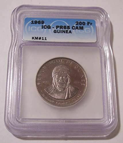 Read more about the article Guinea 1969 Silver 200 Francs Proof PR65 Cameo ICG Low Mintage