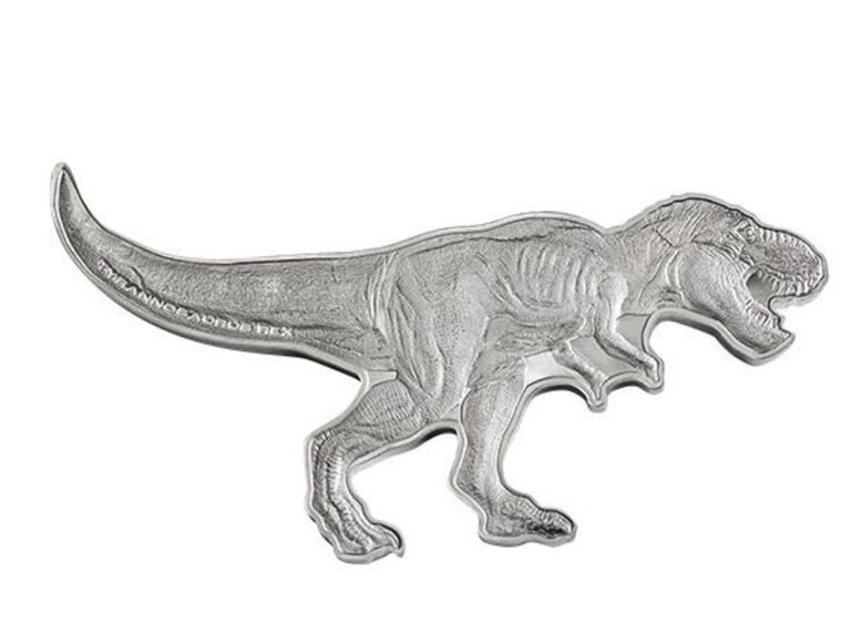 Read more about the article 2021 PAMP T-REX Dinosaur Shaped Coin 2 oz .9999 silver proof coin  Solomon Isle