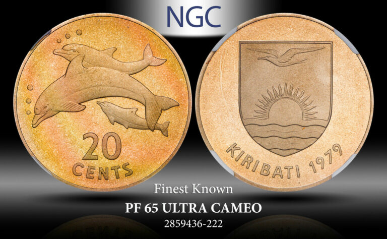Read more about the article 1979 KIRIBATI 20 CENTS PF 65 ULTRA CAMEO NGC TONED COIN FINEST KNOWN