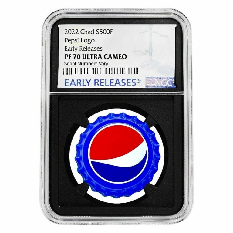 Read more about the article 2022 Chad 6 gram Pepsi Bottle Cap Proof Silver Coin NGC PF 70 ER (Retro Core)