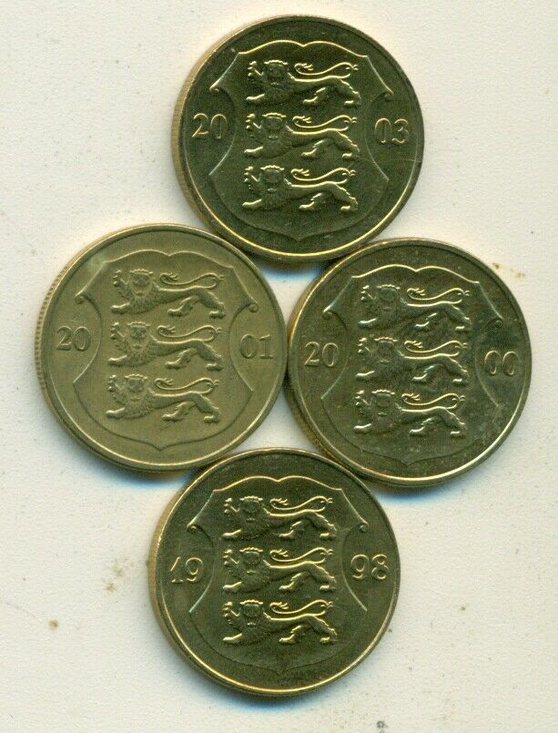 Read more about the article 4 DIFFERENT 1 KROON COINS from ESTONIA (1998  2000  2001 and 2003)