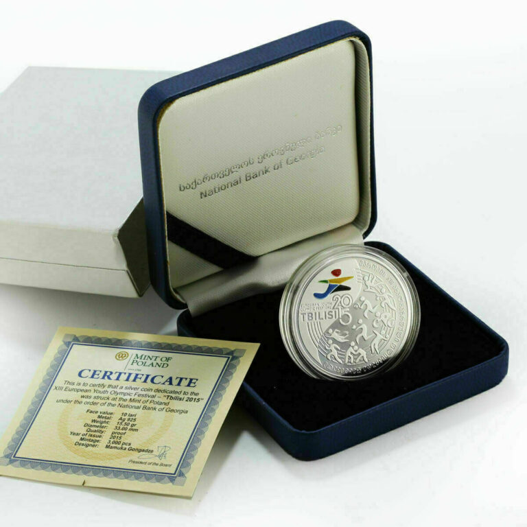 Read more about the article Georgia 10 Lari European Olympics Tbilisi 2015 Silver Proof TOP Collector Coin!!