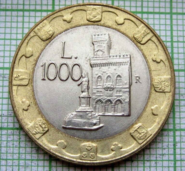 Read more about the article SAN MARINO 1997 R 1000 LIRE  CASTLE MILLENNIUM  BI-METALLIC UNC