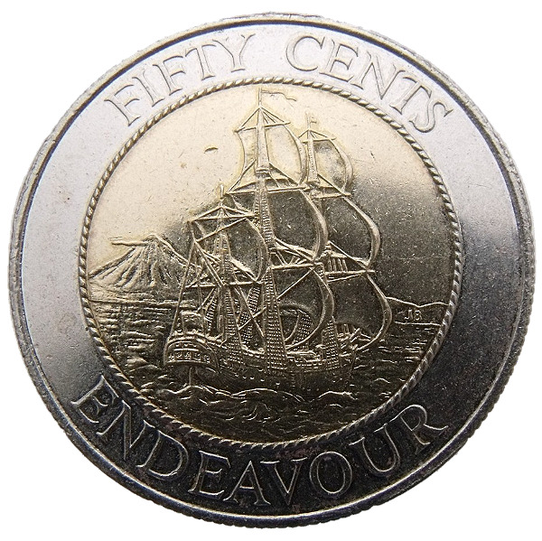 Read more about the article NEW ZEALAND 50 CENTS 1994 SAILING SHIP ENDEAVOUR BIMETALLIC COIN