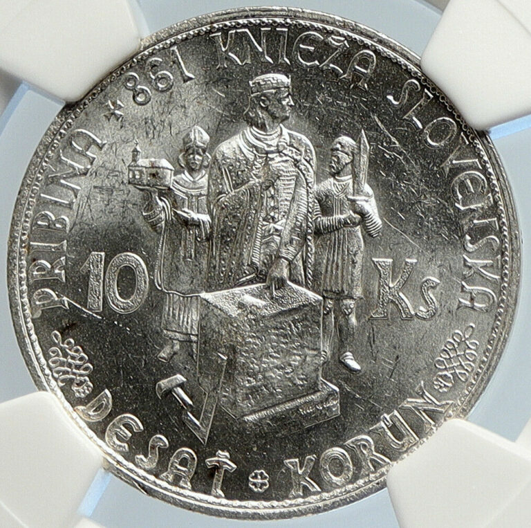 Read more about the article 1944 SLOVAKIA REPUBLIC Prince Pribina Silver 10 Korun Slovakian Coin NGC i105756