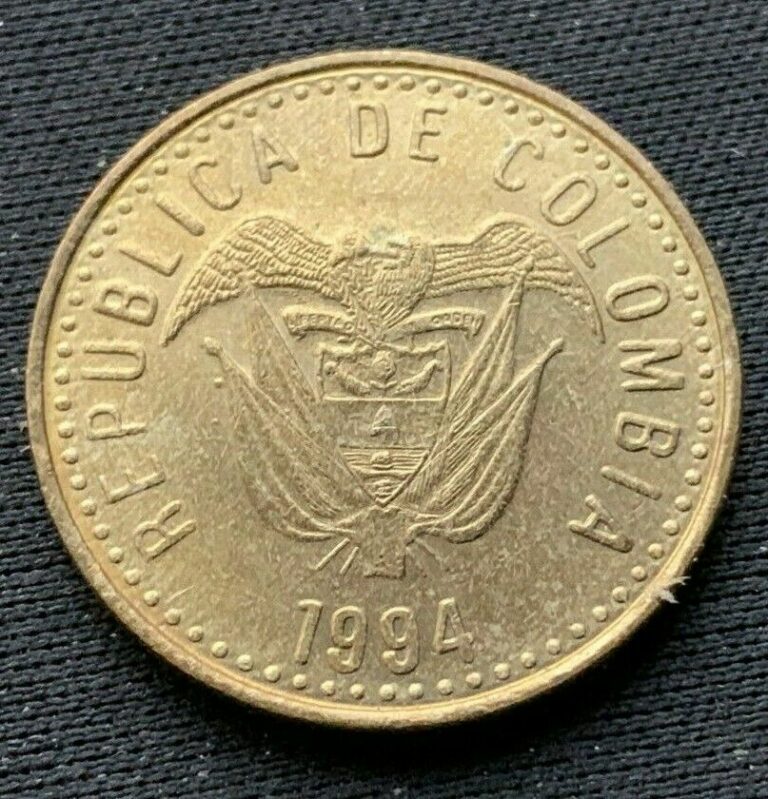 Read more about the article 1994 Colombia  100 Pesos Coin BU  brass   #K888