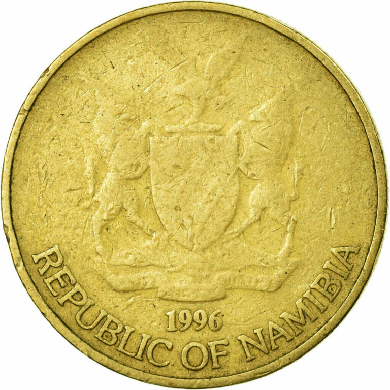 Read more about the article [#586343] Coin  Namibia  Dollar  1996  Vantaa  VF(20-25)  Brass  KM:4