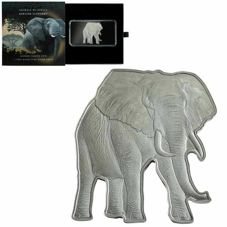 Read more about the article 2021 Solomon Islands 1 oz African Elephant Shaped Silver Coin – Animals of