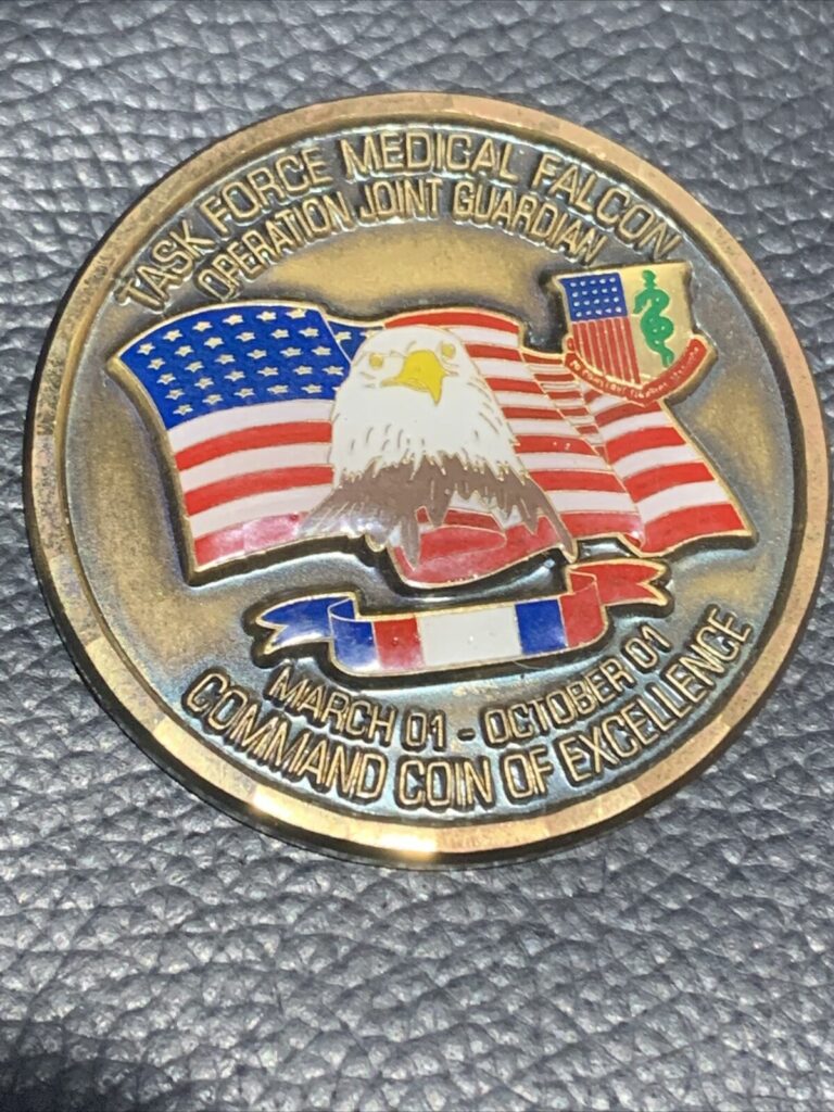 Read more about the article TASK FORCE MEDICAL FALCON CAMP BONDSTEEL KOSOVO CAMP ABLE SENTRY CHALLENGE COIN