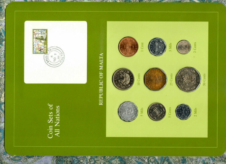 Read more about the article Coin Sets of All Nations Malta 1972 – 1982 2 and 3 Mils 1982 UNC 2 cent 1977