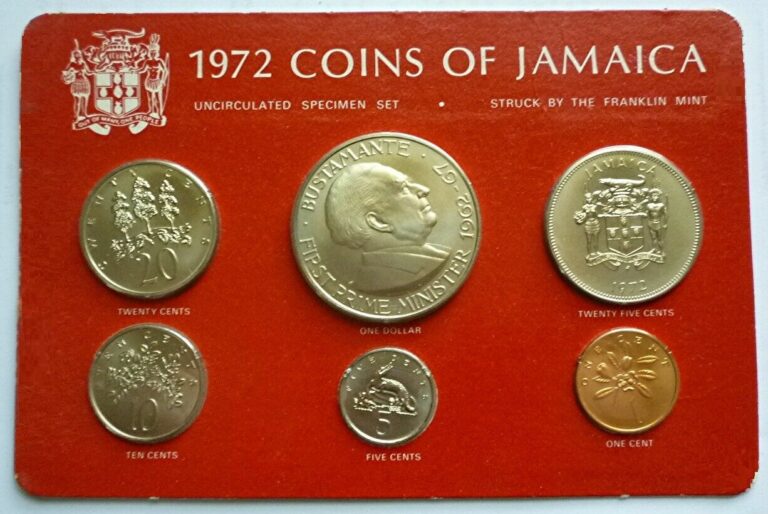 Read more about the article 1972 JAMAICA – OFFICIAL MINT SPECIMEN SET (6) – FRANKLIN MINT CARD – RARE