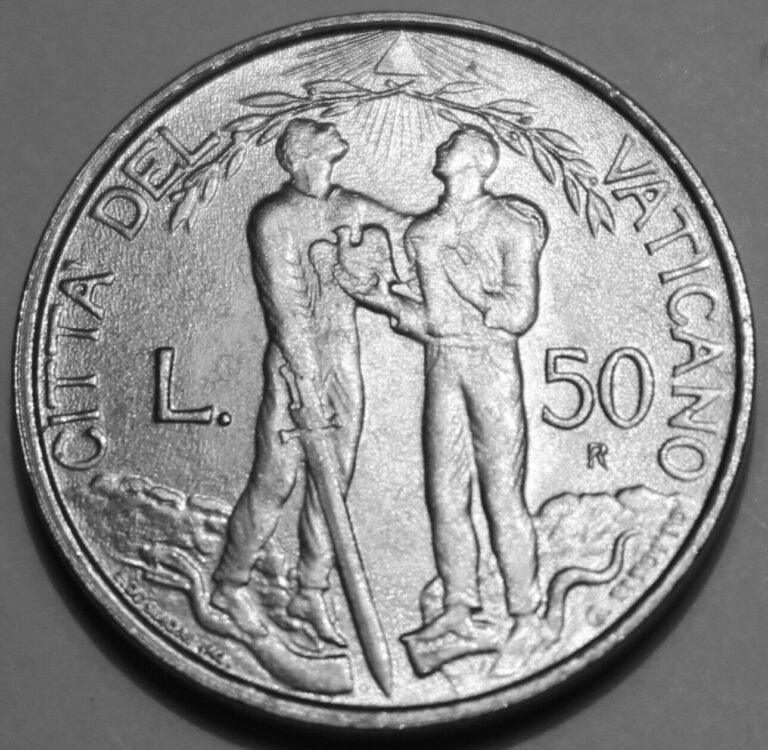 Read more about the article Vatican City 50 Lire Coin 1997 R XIX KM# 282 Pope John Paul II Serpent Fifty