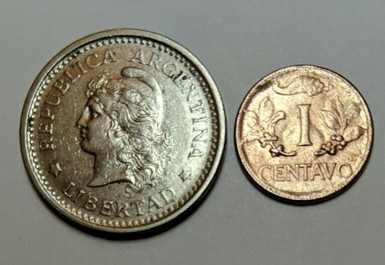 Read more about the article 1960 and 65  1 Peso Argentina and 1 Centavo Colombia a Lot 2 High Grade Value Coins