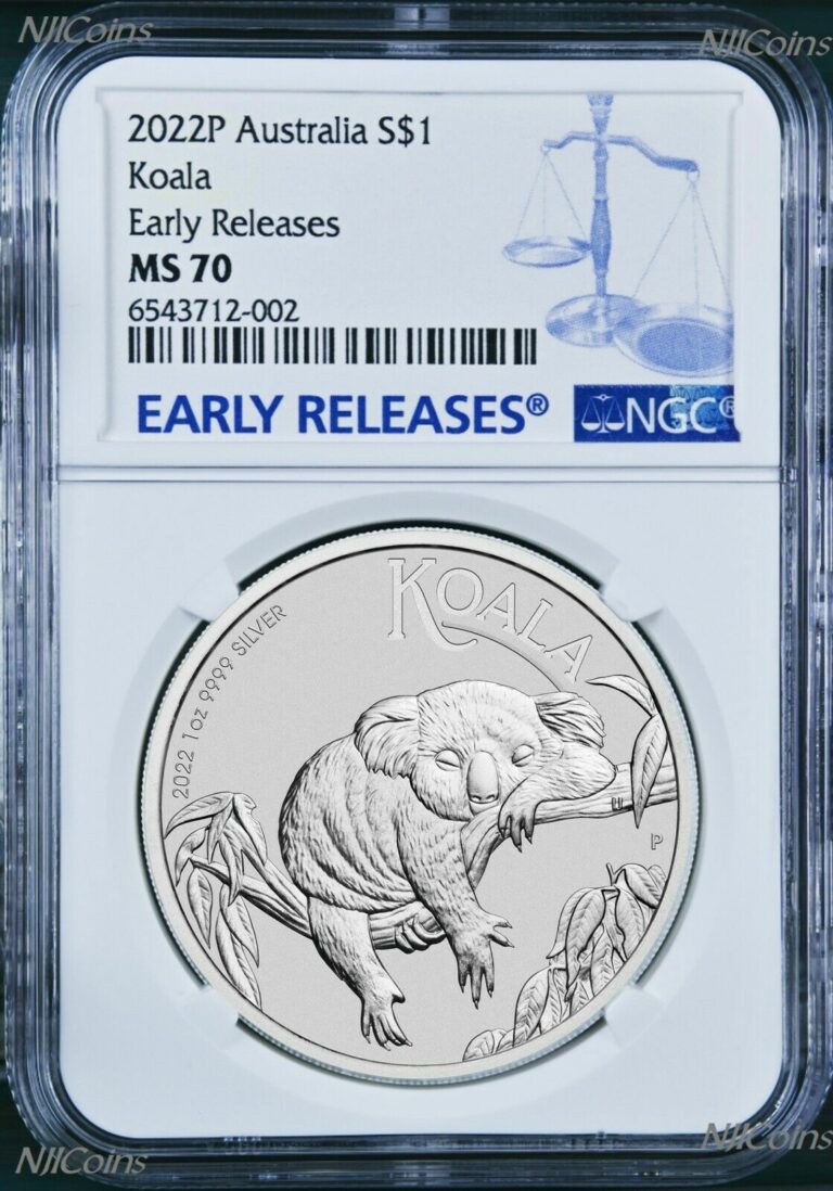 Read more about the article 2022 P Australia Silver Koala NGC MS 70 $1 1 oz Coin Blue ER Label PERFECT