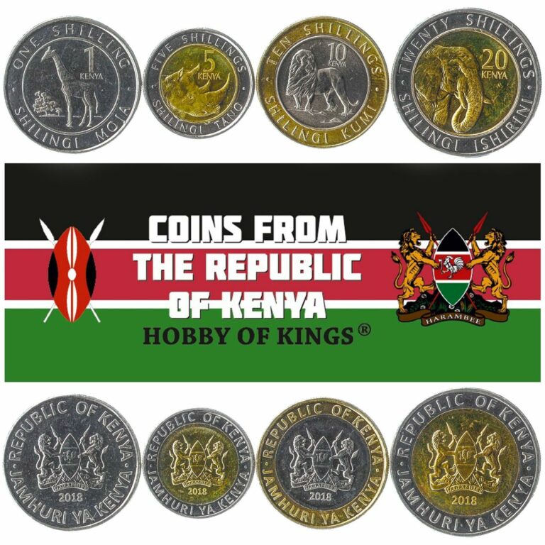 Read more about the article Set 4 Coins Kenya 1 5 10 20 Shillings 2018 African Animals